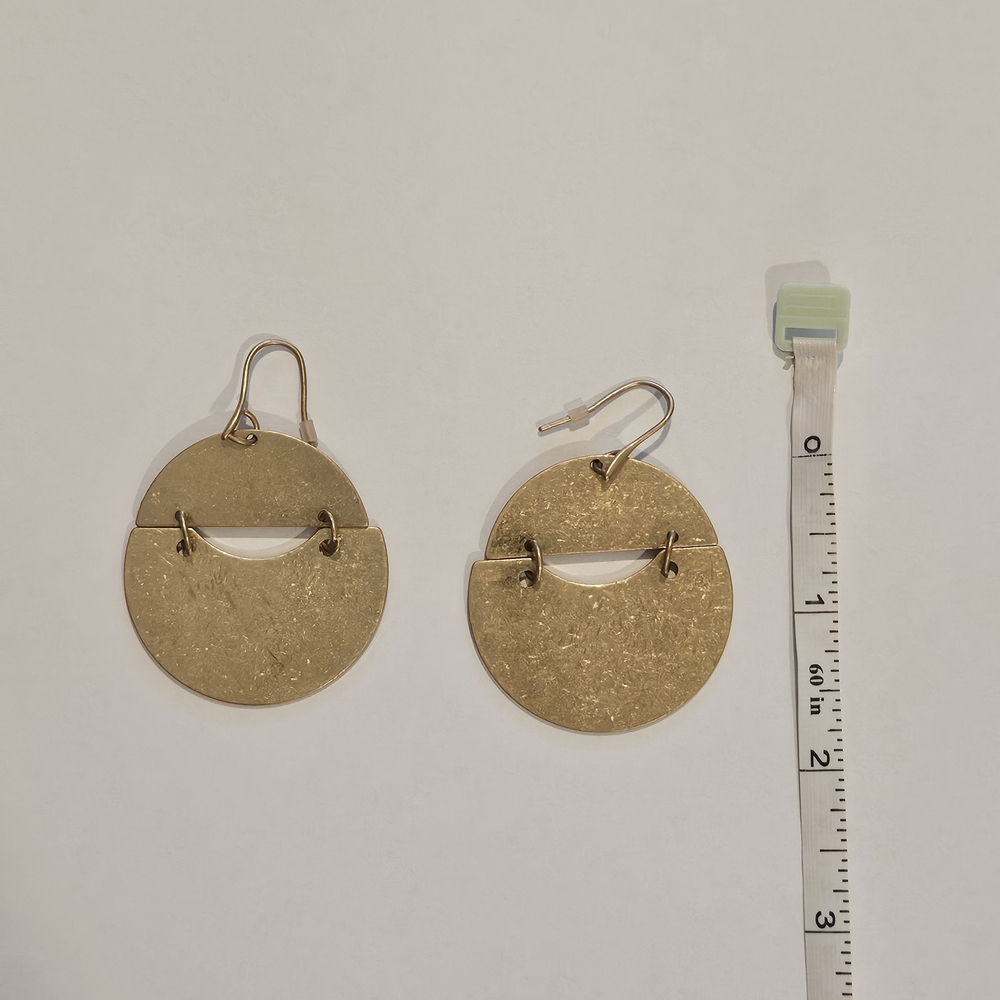 NEW Gold Earrings Metallic Minimalist Retro 70s Bohemian Neutral Avant Garde - Picture 5 of 5
